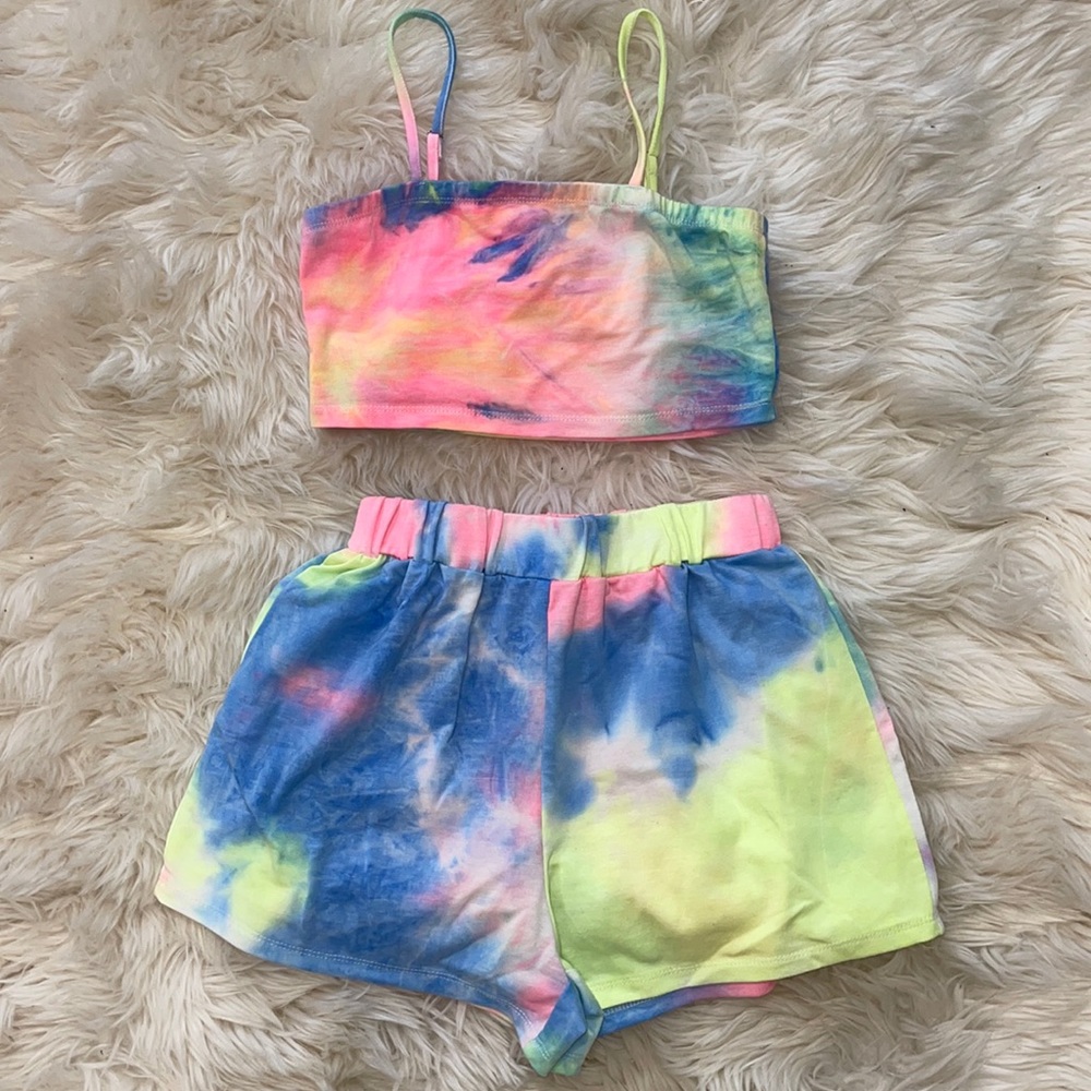 Tie dye crop top short set